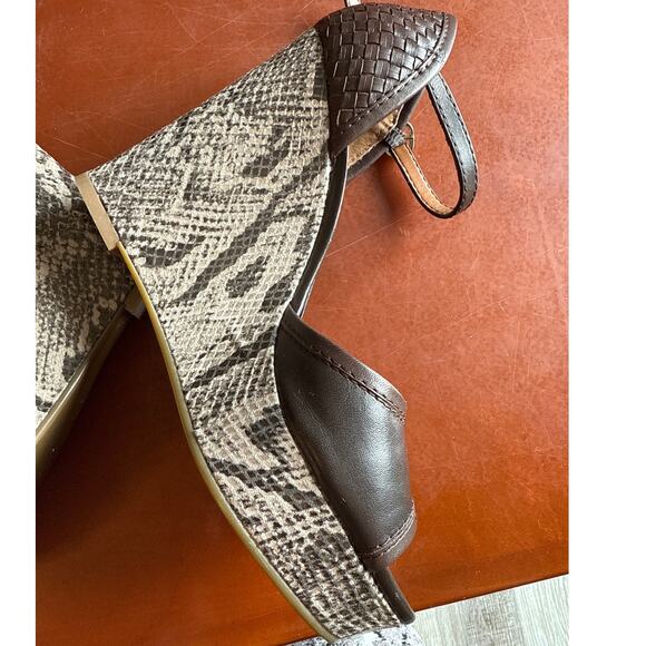 Banana Republic Brown Leather Snakeskin Heels "Nicola Platform Wedge" 7M - Picture 4 of 9